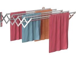 SCH® Wanddroogrek Inklapbaar - Wanddroogrek - Zilver - 10cm x 42cm x 15cm