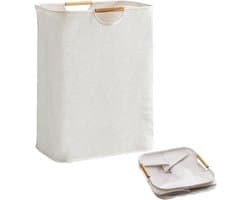 Waterdichte wasmand -36L speelgoedwasmand - Opbergmand voor vuile was - Kleine opvouwbare wasmand - Met versterkte houten handgreep -Voor wasgoed, badkamer (lengte 40 cm)