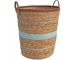 Lavandoux - Wasmand - Zeegras - Naturel en Blauw - L: Ø45 x H50 cm — afbeelding 1