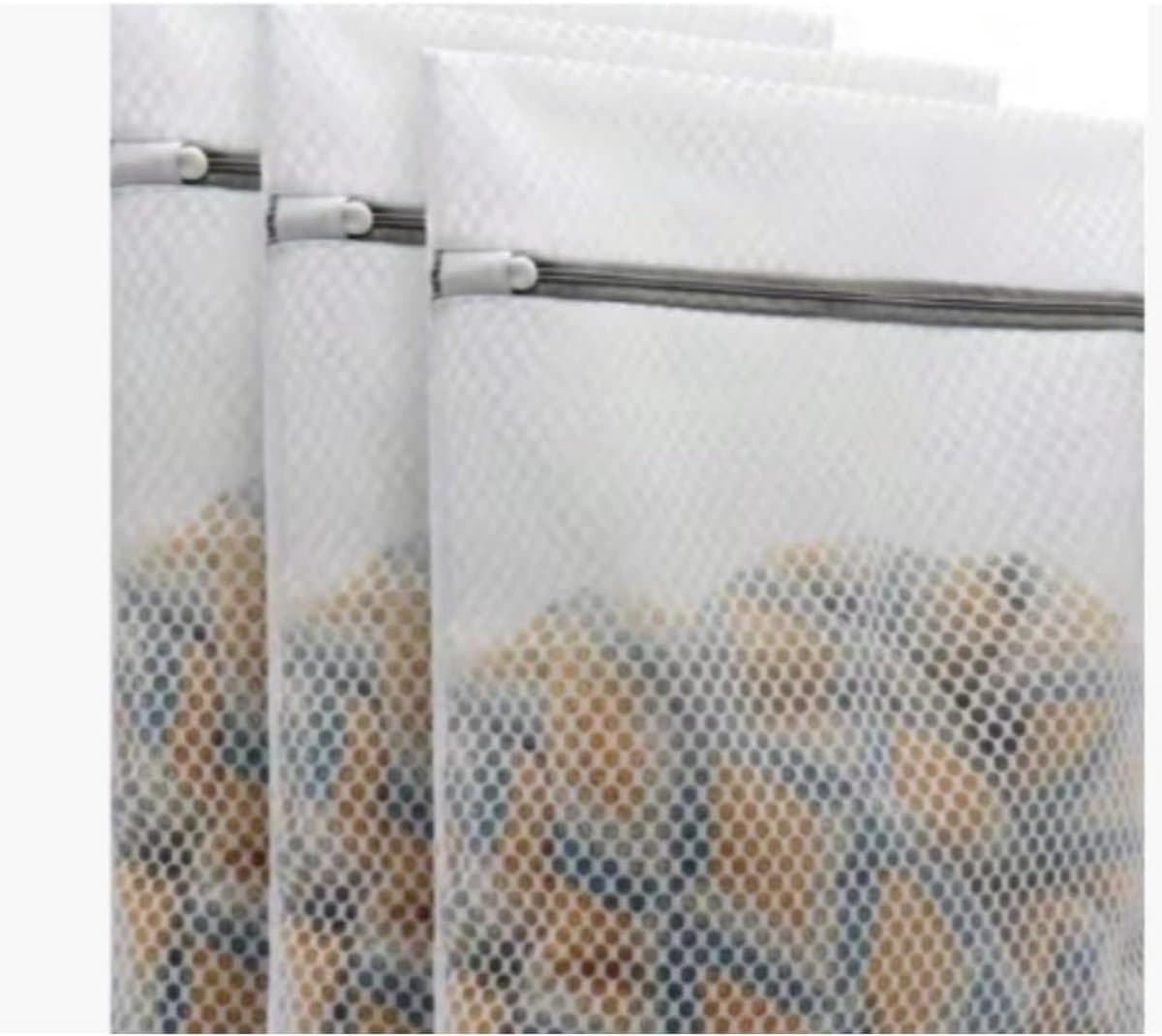 Waszakken - 3 stuks - Waszakken Van Gaas - Universele waszak - Polyester - Geschikt voor het wassen van delicate kledingstukken, ondergoed, sokken en opslag tijdens het reizen - 40 x 30 cm - Wit — afbeelding 1