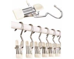 kledinghaak RVS haak - reisdraagkleding - Washaken Clip - Washaken met klemmen - kleerhangers voor sokken - Veelzijdig - Drooghaak voor kleding - Roestvrij Stalen Washaken - Antislip Kledinghangers - 7 stuks - Crèmewit