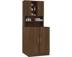 Wasmachine ombouw - Kast - Opbouwmeubel - Verhoger - Wasmachine meubel - Opbergkast - Hout - Bruin Eiken