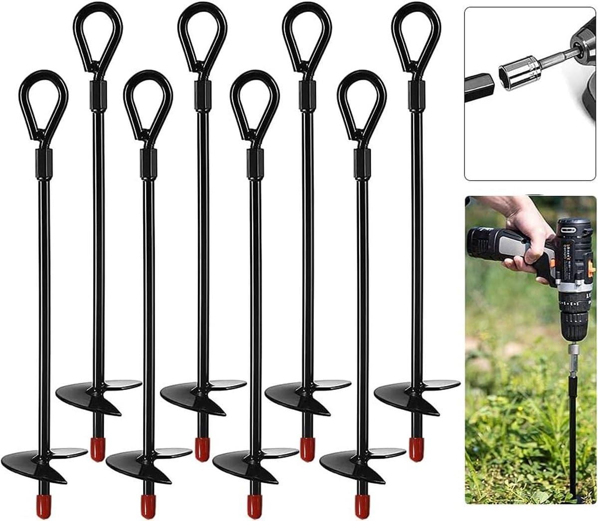 38-cm stalen grondanker voor tuin camping trampoline tenten 8 stuks — afbeelding 1