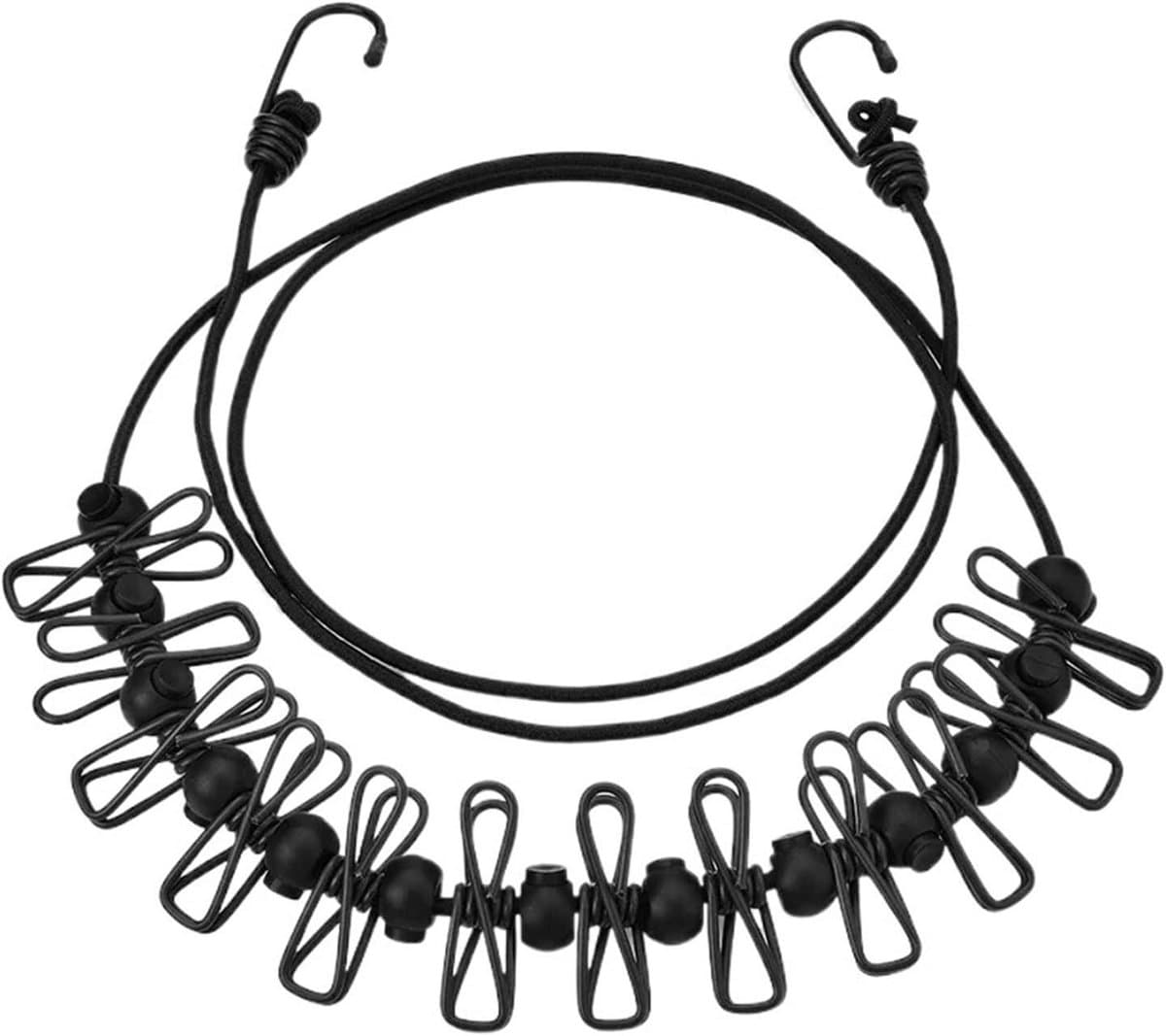 Waslijn - Drooglijn - Buiten Droge Kleding - Elastisch En Winddicht - 1.78 Meter - Zwart — afbeelding 1