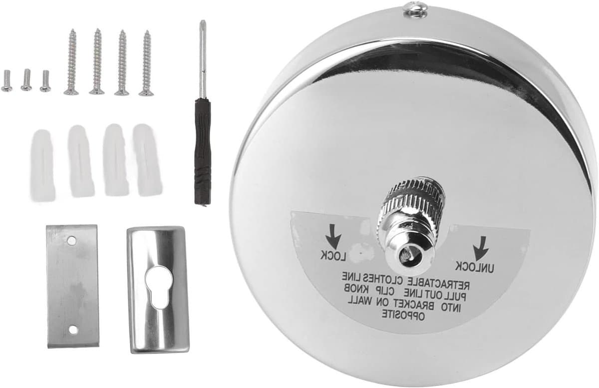 Intrekbare Waslijn - Wand Waslijn - Ruimte Besparen - Roestvrij Staal - 2.8 Meter - Zilver — afbeelding 1