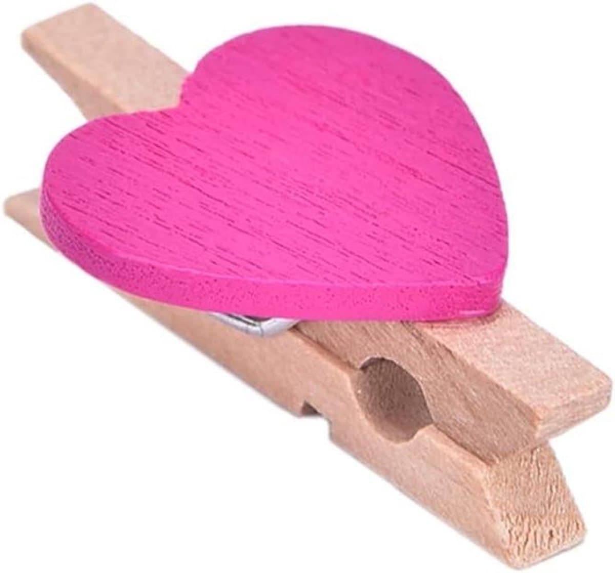 Houten Hart Clips - Mini Wasknijpers - Foto's Ophangen - Duurzaam Hout - 35 cm - Rose — afbeelding 1