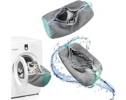 Waszakken voor schoenen - Set van 2 herbruikbare waszakken met rits voor efficiënt reinigen en beschermen van schoenen, grijs