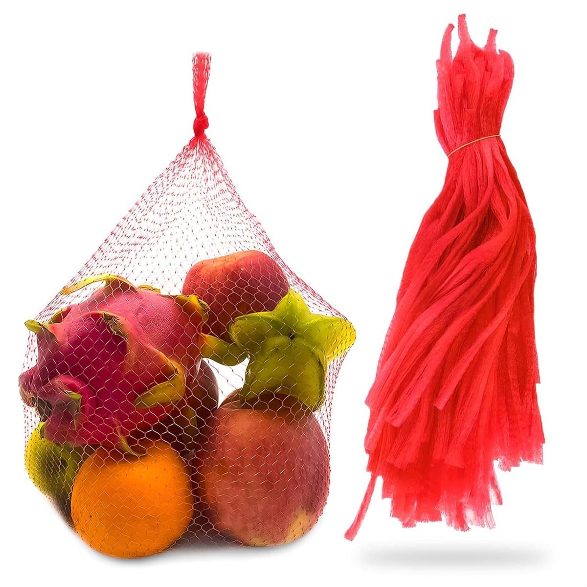 Netzakken - Gaasnetten Opbergzakken - Groente Fruit Opslag - Ademende Constructie - 100 stuks 60 cm - Rood — afbeelding 1