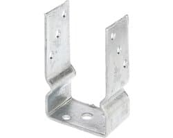 1x U-vormige paalsteun, vrije breedte 91 mm, totale lengte 150 mm, thermisch verzinkt staal, paalsteun voor vastschroeven of betonneren, U-profiel staal, grondanker, balkdrager
