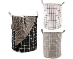 Katoenen Wasmand - Opvouwbaar - Handvat - 40 liter - Multifunctioneel - Slaapkamer Badkamer - 35 x 43,5 cm - Ronde - Set van 3