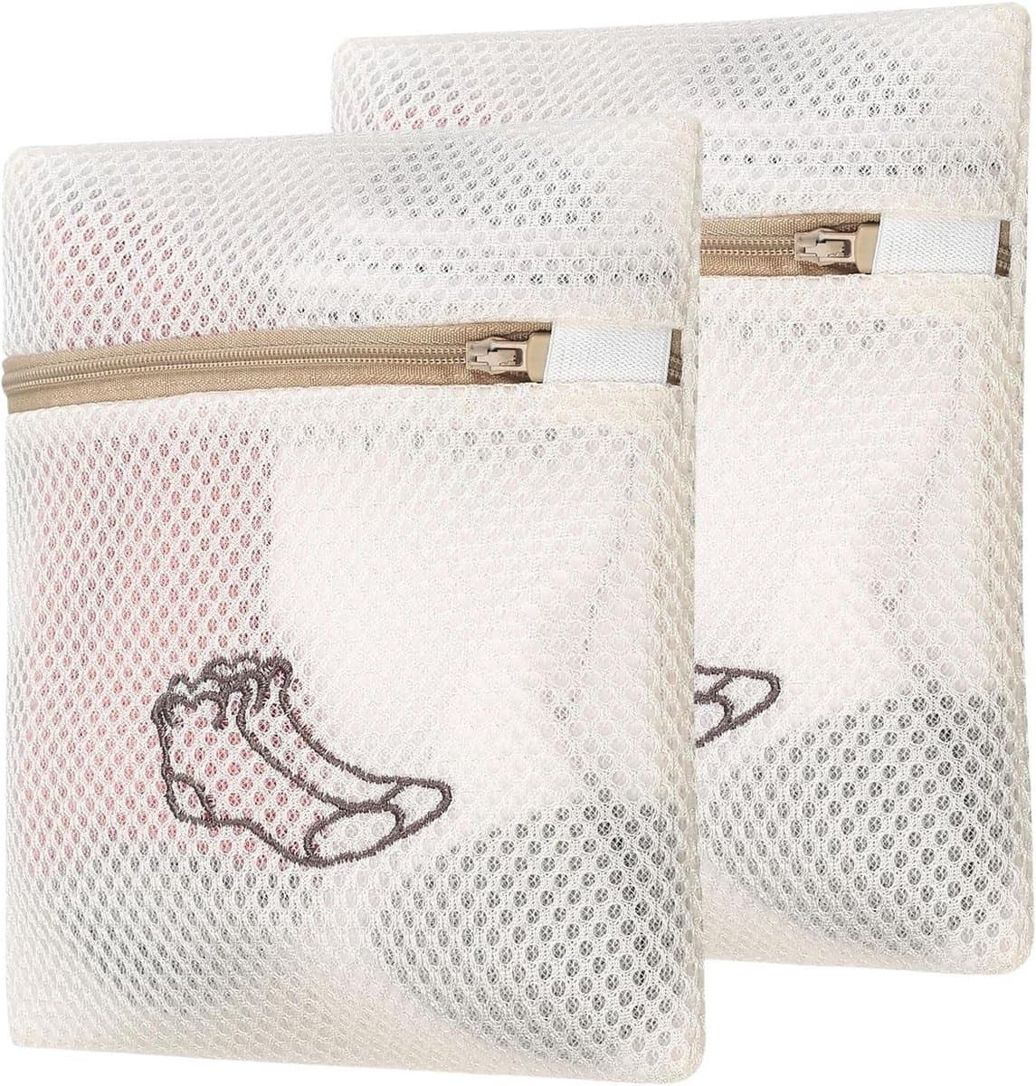 Wasmachine waszakken set van 2, mesh netzakken voor delicate kleding, ondergoed, sokken en beddengoed, 18 x 20 + 40 x 50 cm — afbeelding 1