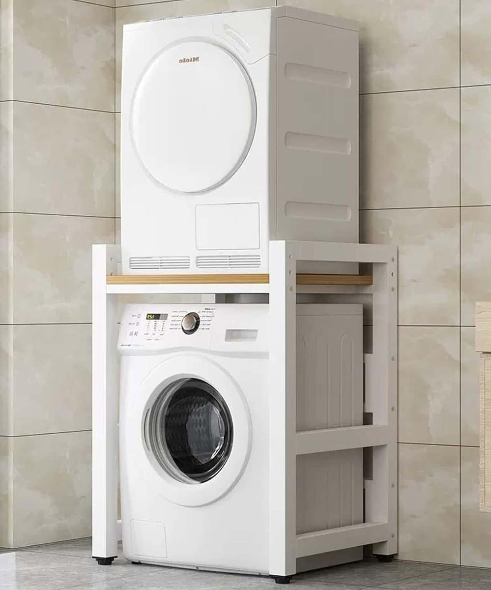 Wasmachine Kast - Opslag Unit - Ruimte Besparen - Sterk Draagvermogen - 75x65x105cm - Wit — afbeelding 1