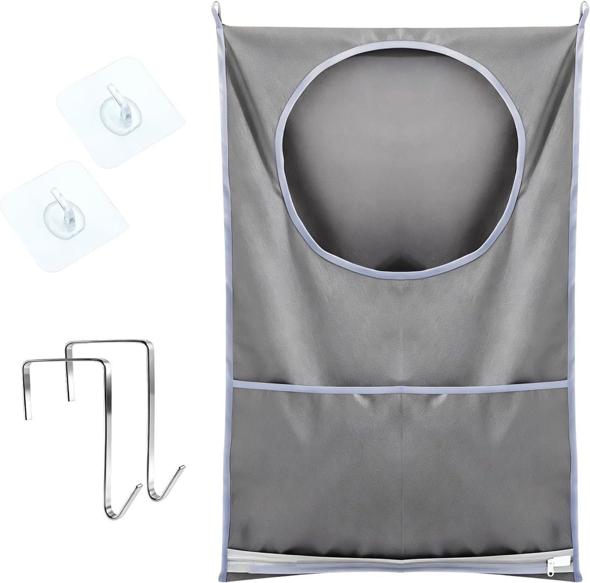 Hanging Laundry Basket voor Deur, Waszak met Zuignappen en RVS Deurophanghaken, Ideaal voor Thuisgebruik en Ruimtebesparing — afbeelding 1