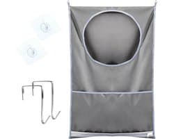 Hanging Laundry Basket voor Deur, Waszak met Zuignappen en RVS Deurophanghaken, Ideaal voor Thuisgebruik en Ruimtebesparing