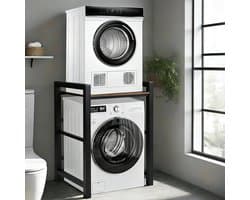 wasmachine en droger boven elkaar, wasmachine-onderstel, opbergrek boven de wasmachine, wasmachinekast, draagvermogen 350 kg, opbergrek voor bijkeuken (zwart, 75 x 65 x 105 cm)