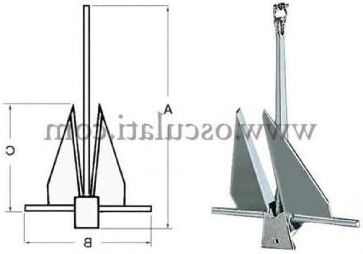 Danforth Anker - Scheepsanker Vaste Grond - Boot Stabiliseren - Hoge Houdkracht - 20 kg - Grijs — afbeelding 1