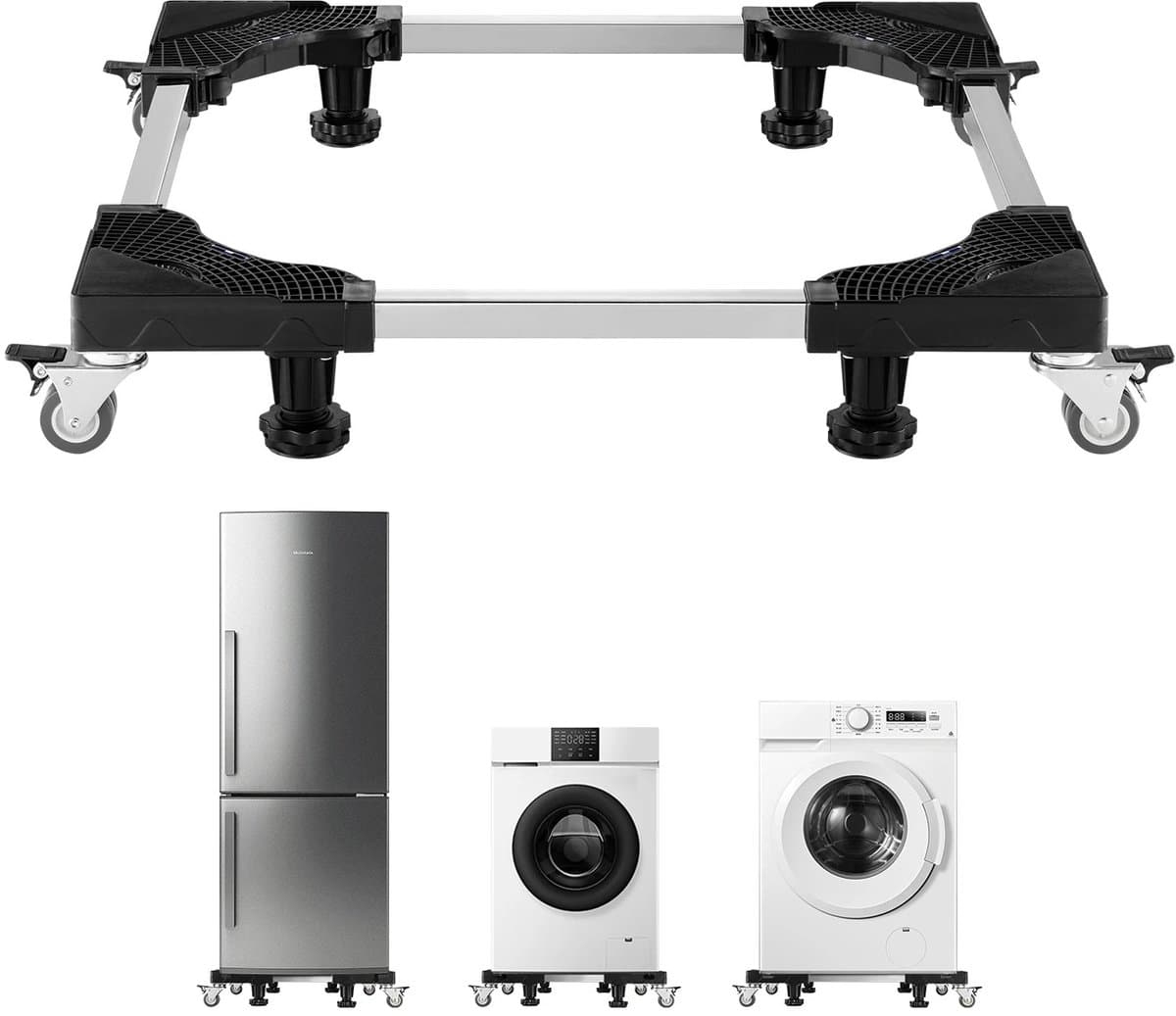 Solvix Wasmachine Verhoger – Tussenstuk Wasmachine Droger – Wasmachine Ombouw – Wasmachine Opbouwmeubel – RVS Onderstel Verstelbaar 40-60 cm – Voor Wasmachine en Droger — afbeelding 1