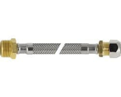 Flexibele aansluitslang - rvs gevlochten - knel x buitendraad - 10mm x 3/8 - DN8 - lengte 35cm