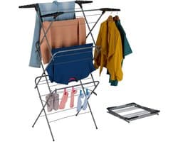 wasrek inklapbaar - 138x63,5x50 cm - houders voor kledinghangers - staand