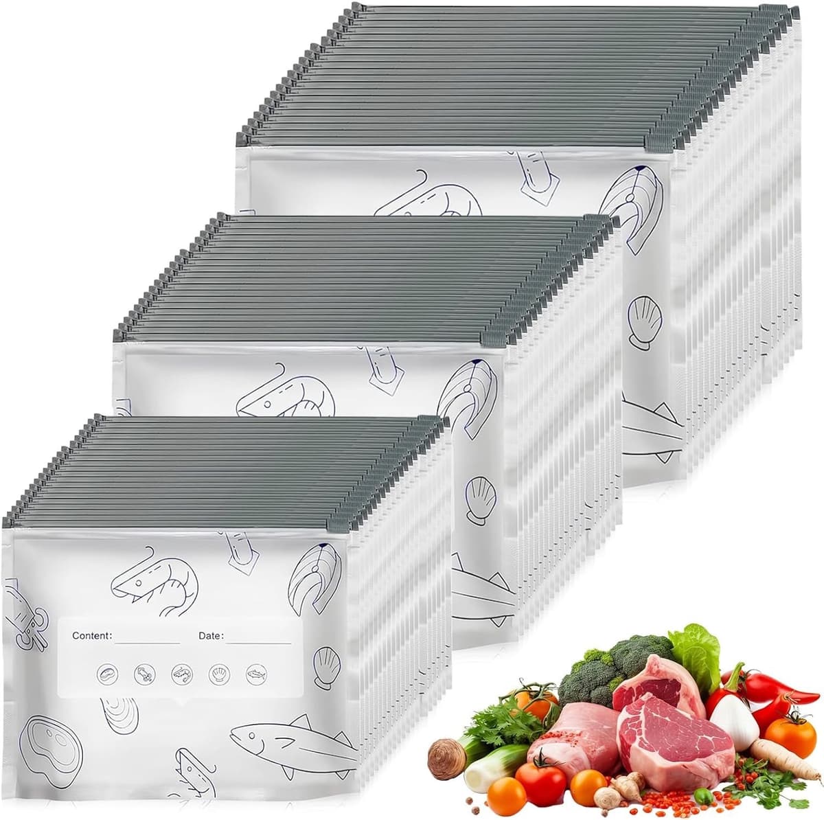 Vrieszakken met Ritssluiting - Aluminiumfolie - Groot - Herbruikbare Voedselopslagzakken voor Vlees, Groenten en Fruit — afbeelding 1