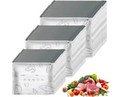 Vrieszakken met Ritssluiting - Aluminiumfolie - Groot - Herbruikbare Voedselopslagzakken voor Vlees, Groenten en Fruit