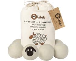 drogerballen voor droogtrommels - 6 stuks. Zacht wasgoed en energiebesparend. Vervanging voor wasverzachter. 100% premiumschapenwol zonder chemische stoffen of kunststof. Handgemaakt in Nepal.