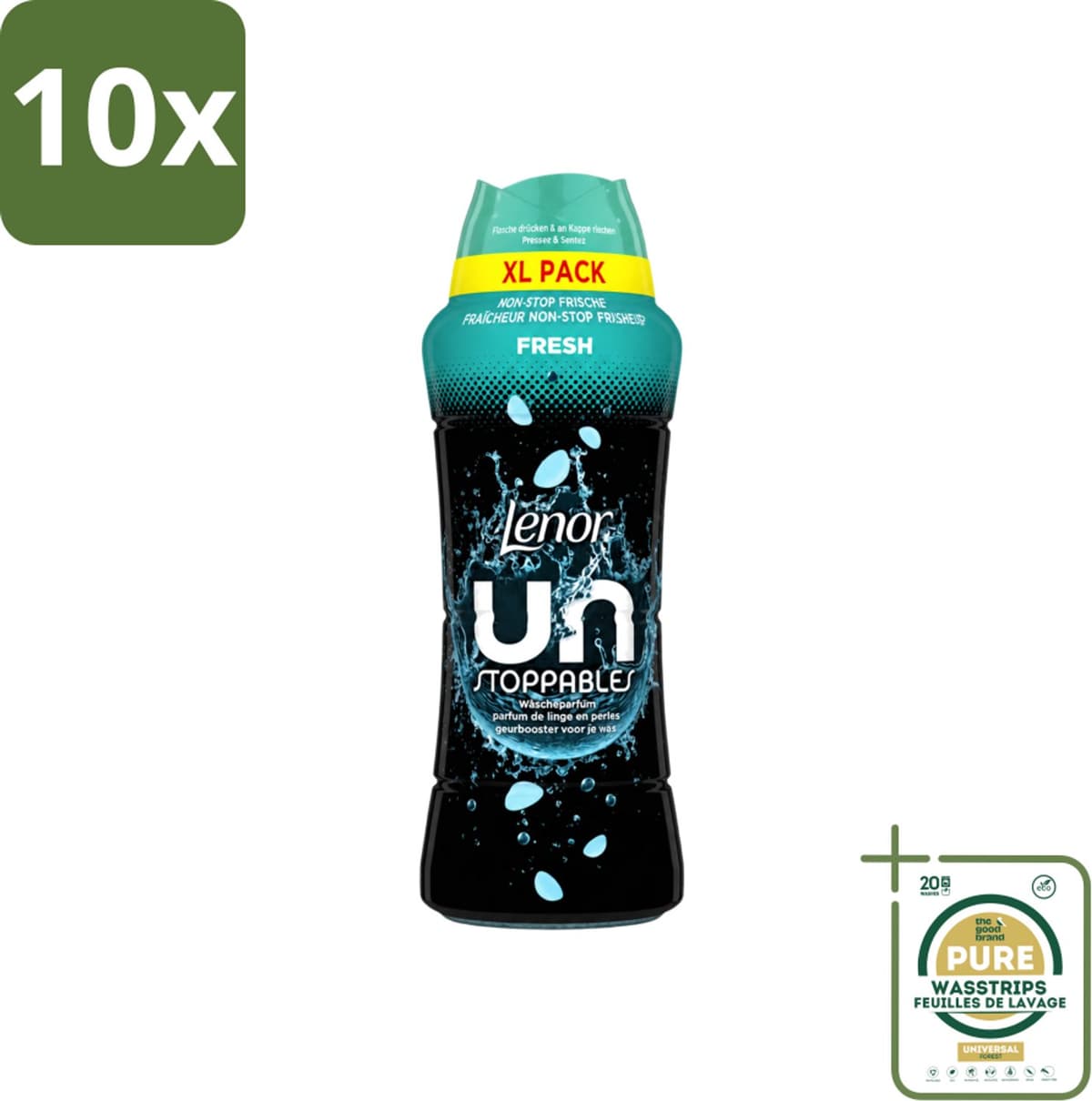 10 x Lenor Unstoppables - Geurbooster - Fris - Non-Stop Frisheid - Grootverpakking - Wasstrips - Geurbooster - Wasgeur - Frisheid - Textielverfrisser - Wasroutine — afbeelding 1