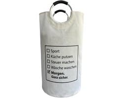 Wasmand 105L met grappige spreuk, opvouwbare wasmand wit