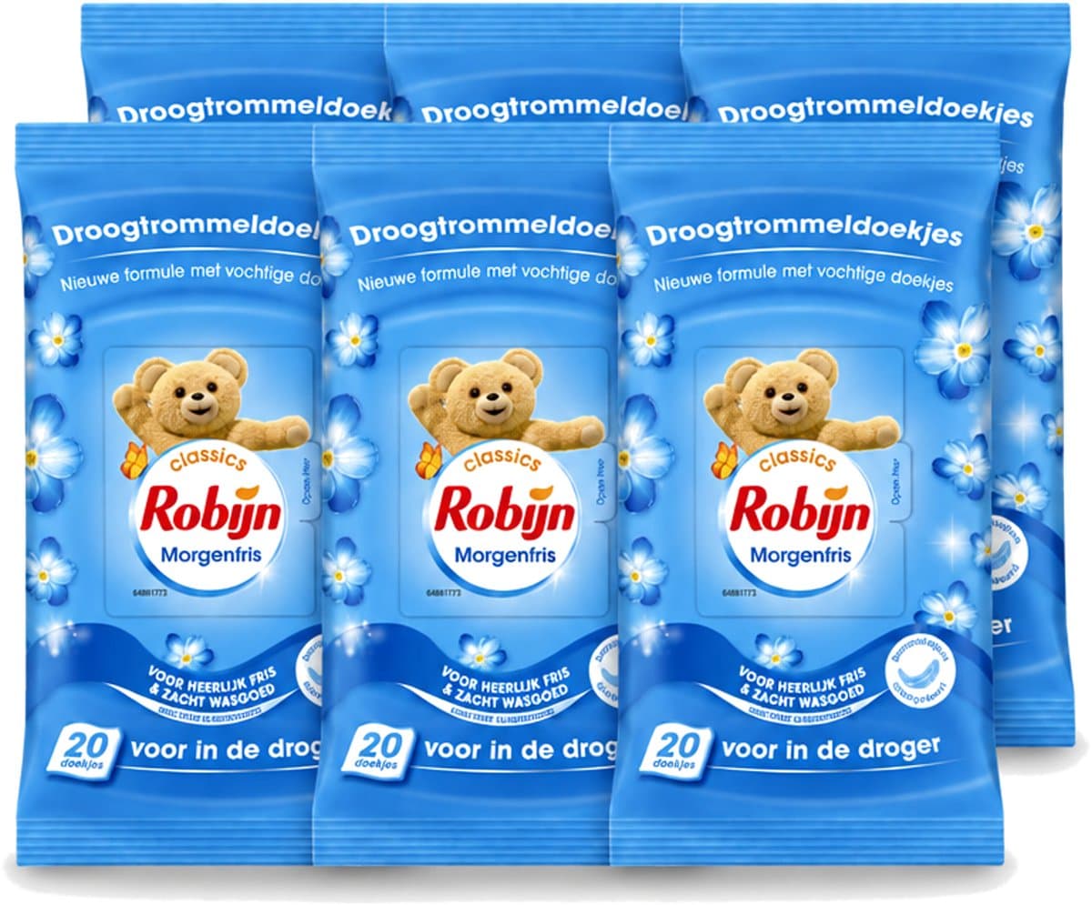 6 x Robijn – Droogtrommeldoekjes – Morgenfris - 20 Doekjes - Voordeelverpakking - 6 stuks — afbeelding 1