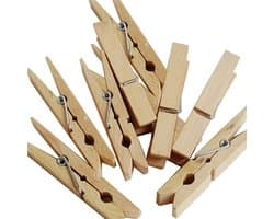24x knijpers - Houten knijpers - Wasknijpers - Houten knijpertjes - Fotoknijpers - Knutselen - Decoratie - Kleine wasknijpers - Wooden clothespins - Houtkleur - 4,5 cm - Jonyx