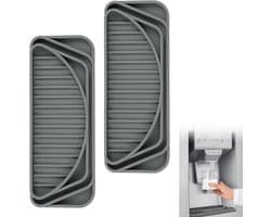 Siliconen lekbakjes voor koelkasten (2 stuks), speciaal voor waterdispensers. Deze overloop- en antislip beschermkapjes zijn geschikt voor de meeste waterdispensers en kunnen op maat geknipt worden.