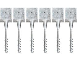 vidaXL - Grondpinnen - 6 - st - 14x14x58 - cm - gegalvaniseerd - staal - zilverkleurig