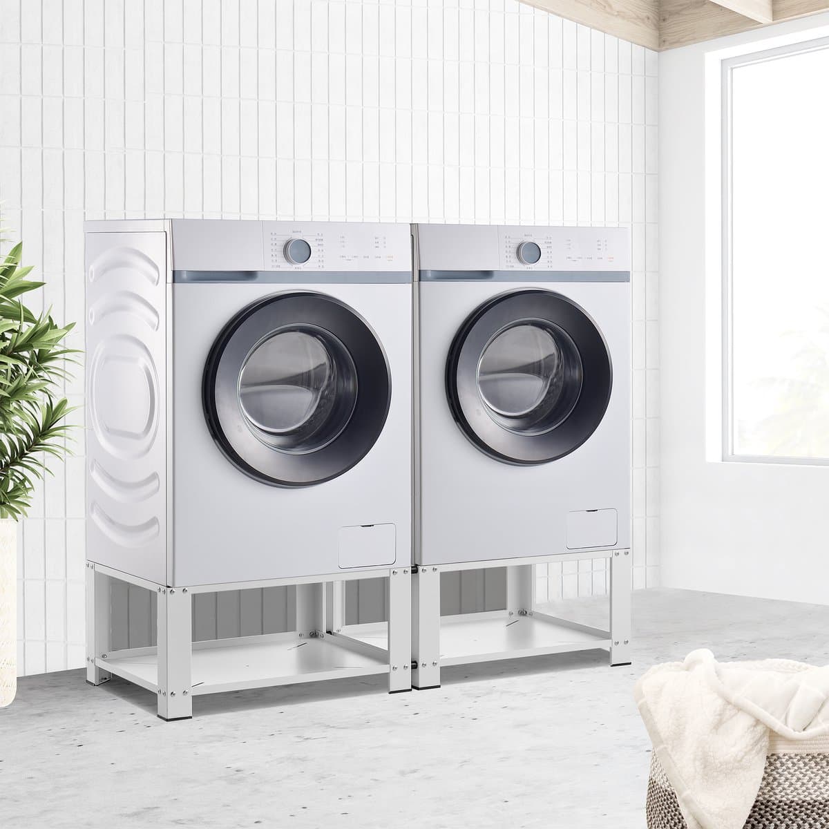 Wasmachine sokkel dubbel Cremlingen verhoger met planken — afbeelding 1