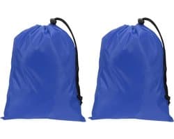 Polyester waszak, 2 stuks 25,4 cm x 20 cm zware reistas met trekkoord, scheurbestendig, opslag voor vuile kleding voor reizen, kamperen, college slaapzaal, blauw