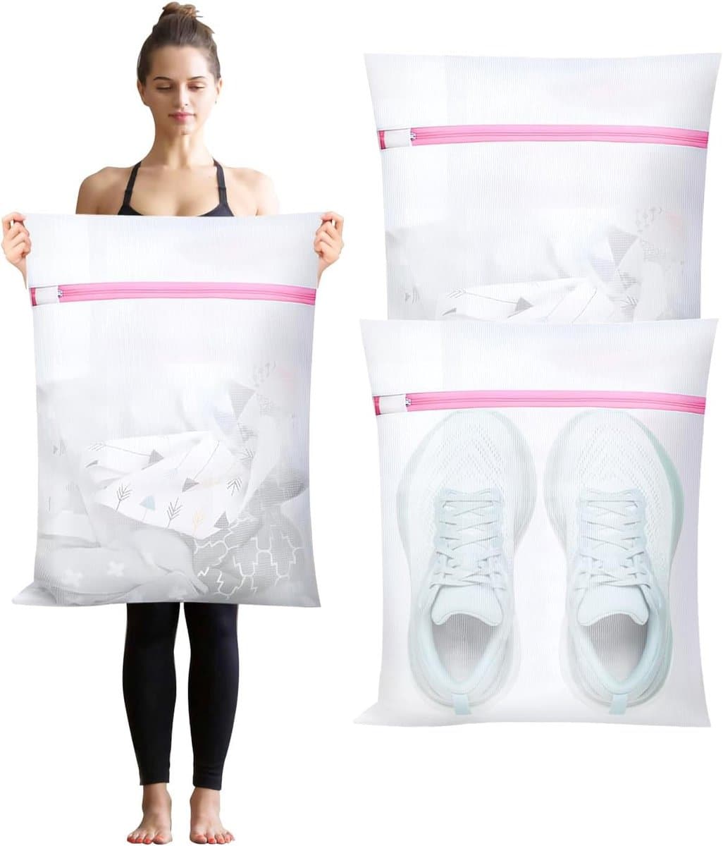 Set van 3 Waszakken voor de Wasmachine om Vervorming te Voorkomen, Ideaal voor Kleding, Ondergoed en Sokken met Rits — afbeelding 1
