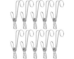 Wasknijpers met haken van roestvrij staal, metalen wasknijpers met hanger voor kleding, foto's, gordijnen, badkamer, keuken en tuin