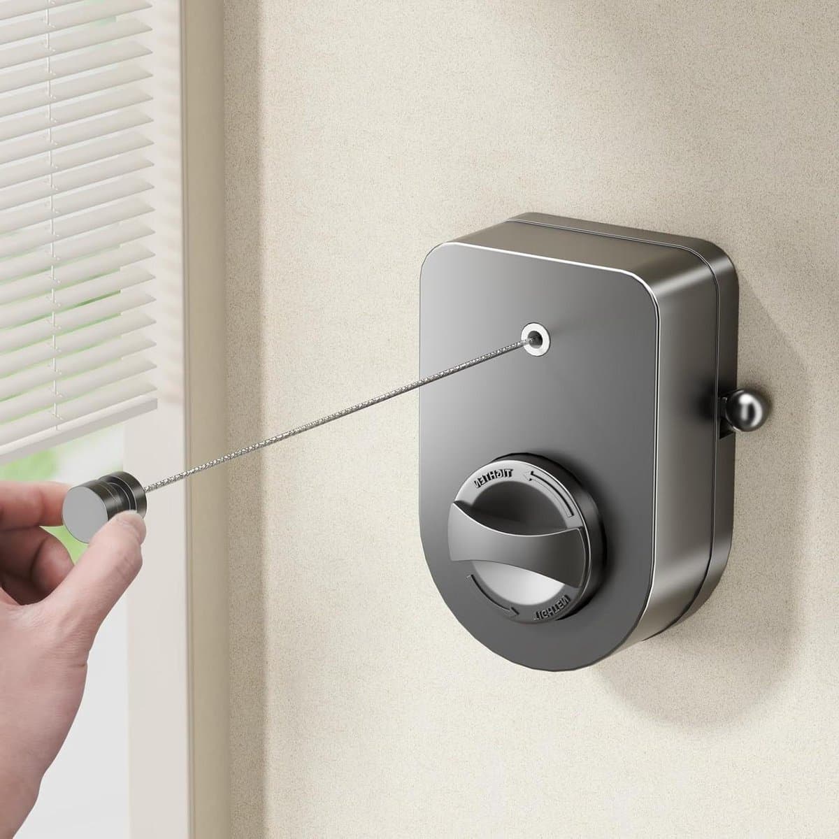 Intrekbare Waslijn - Drooglijn Ophangsysteem - Kleding Drogen - Anti-doorzak Mechanisme - 4.2 meter - Zilver — afbeelding 1