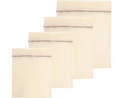Premium Katoenen Wasnetten Set van 4 - Ideaal voor Ondergoed, Bh's en Delicate Was met Rits, Geschikt voor Wasmachine en Reizen