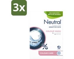 3 x Neutral Waspoeder Kleur 18 Wasbeurten 1,187 kg - Waspoeder - Waspoeder Kleur - Waspoeder Parfumvrij - Waspoeder Gevoelige Huid - Waspoeder 0% Parfum