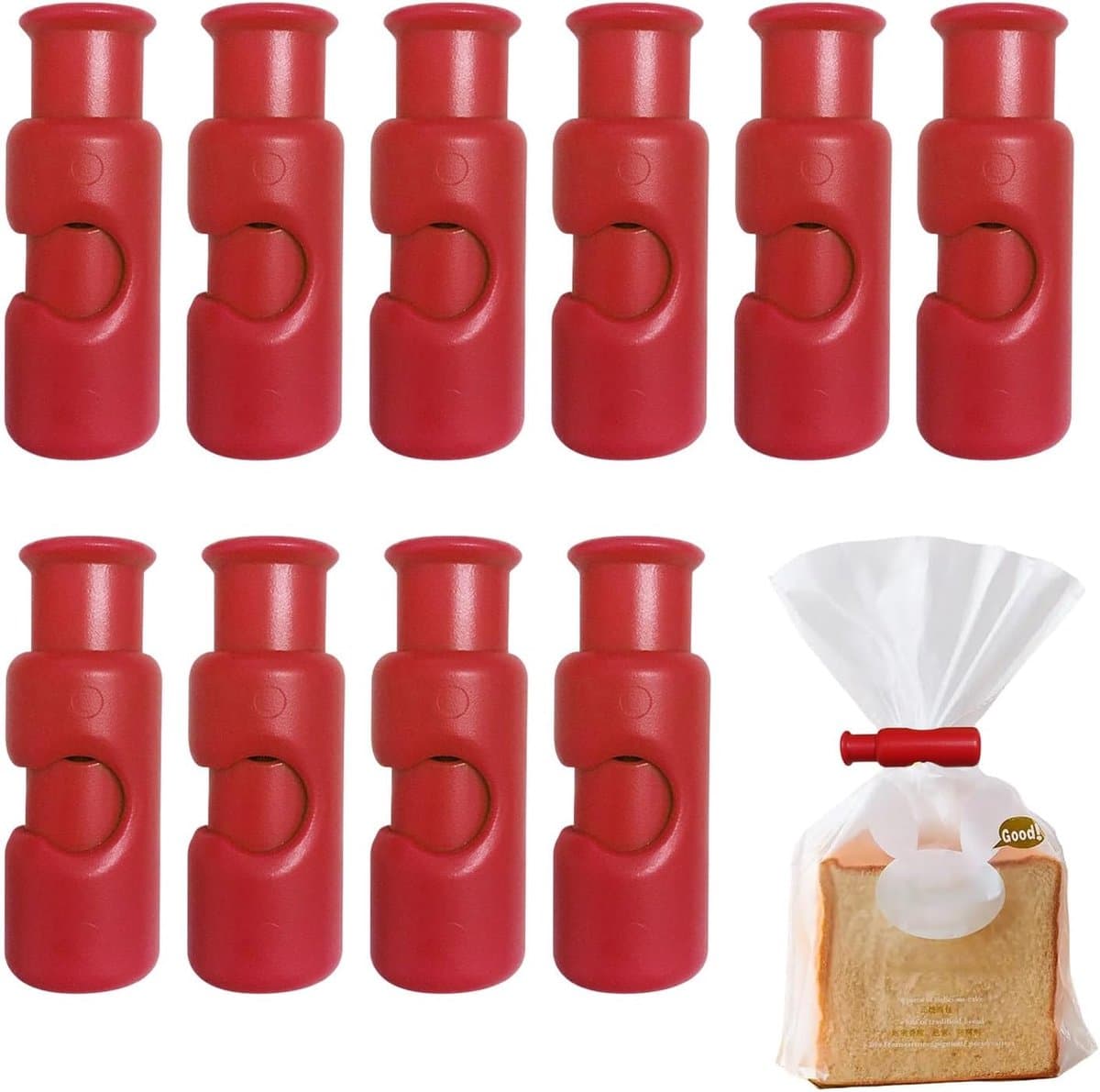 Zak Klemmen - Snack Clips - Voedsel Bewaren - Sterke Afdichting - 10 Stuks - Rood — afbeelding 1