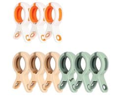 Plastic wasknijpers - set van 9 - 10,6*6*2,2cm - strandlakenclips - plastic handdoekclips - wasknijpers - wasknijpers voor buiten - geschikt voor de dagelijkse was, badhanddoeken, dekens enz. - roze/groen/wit