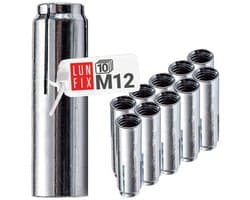 Inslaggankers Set - Stalen Pluggen - Zware Lasten Bevestigen - Verzinkt Staal - M12 50mm - Zilver