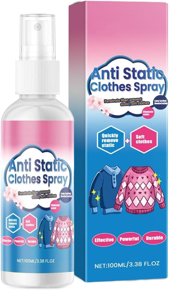 Antistatische spray - Textiel gladmaker - Kleding verzorgen - Direct werkend - 100 ml - Transparant — afbeelding 1