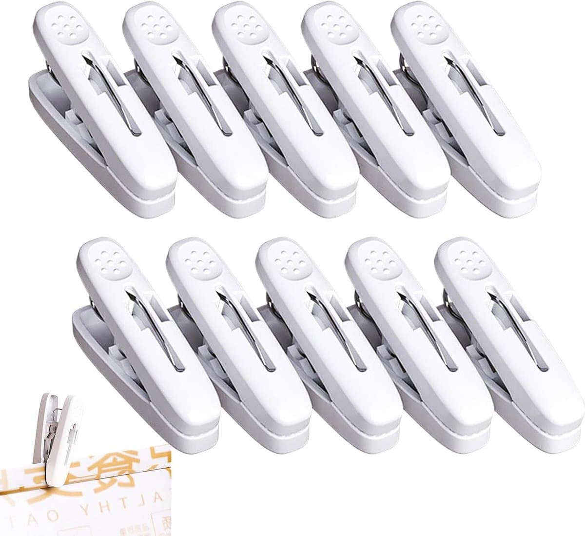 Kledingklemmen - Wasknijpers Clips - Kleding Drogen - Winddicht Antislip - 10 stuks - Wit — afbeelding 1