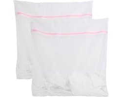 Wasnetjes met ritssluiting - Wit - 60 x 60 cm - Fijnmazige Polyester Waszakken voor Bescherming van Fijne Was