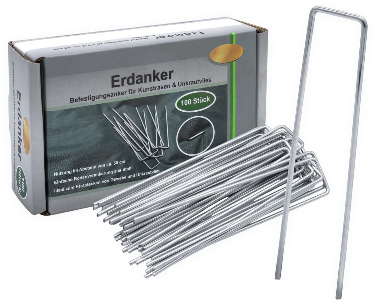 Omgoods- Grondankers 100 stuks - Metalen bevestigingsankers - 15 cm x 3 cm - Stalen grondankers - Voor kunstgras/onweeddoek - Zilver — afbeelding 1