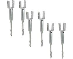 TRUTZHOLM Grondbus 10x10 cm om te Schroeven Set van 6 - U-Profiel Grondanker 86.5cm - Thermisch Verzinkt Paalhouder 100mm — afbeelding 1