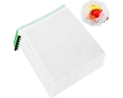 Herbruikbare Mesh Groentenzakken - Netzakken Fruit Opslag - Verse Producten Bewaren - Ademend Polyester Net - 35x30cm - Wit
