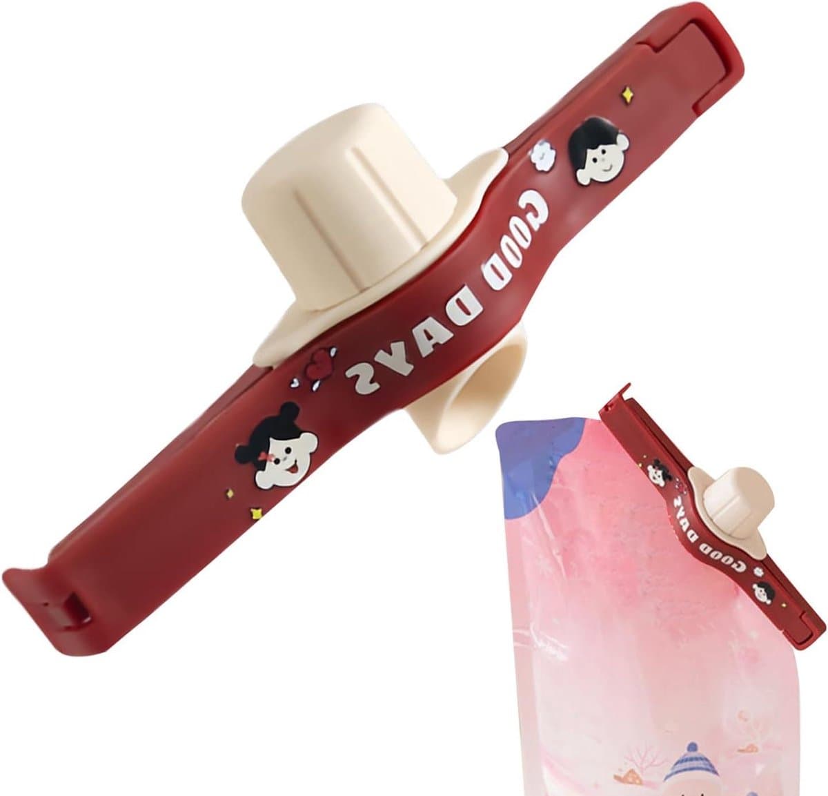 Voedselzak Clips - Keuken Organizer - Vers Houden - Met Schenktuit - 13.7 cm - Rood — afbeelding 1