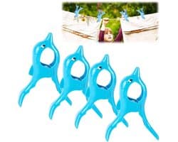 Strandhanddoekklem - 4 Stuks - Antislip - Winddicht - Lichtgewicht - Robuust Kunststof - Dolfijn Vormgeving - Handdoekclip